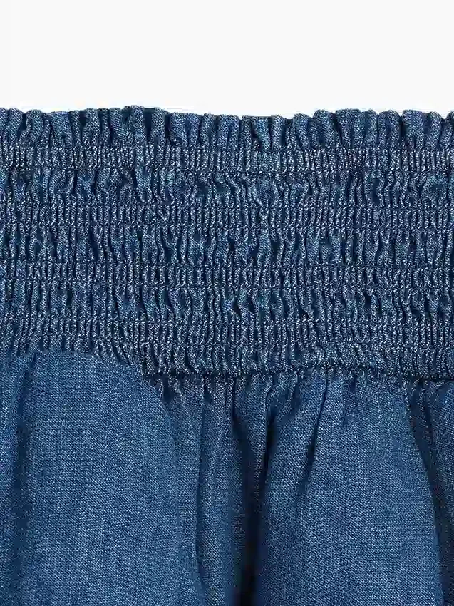Mini-jupe-short en denim smocké pour enfants