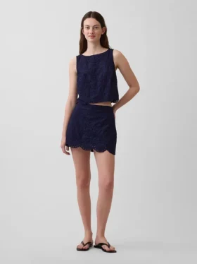 Mini-jupe-short en dentelle ajourée