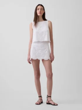 Mini-jupe-short en dentelle ajourée