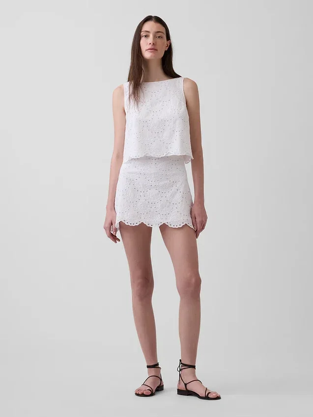 Mini-jupe-short en dentelle ajourée