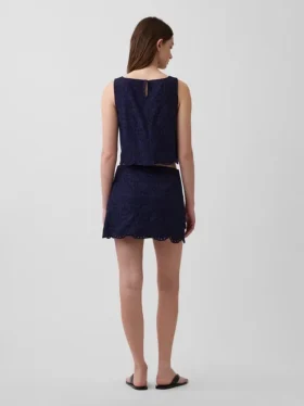 Mini-jupe-short en dentelle ajourée