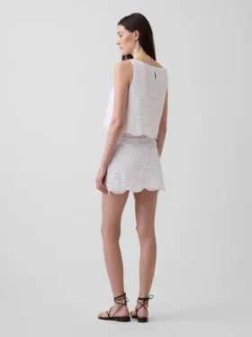 Mini-jupe-short en dentelle ajourée