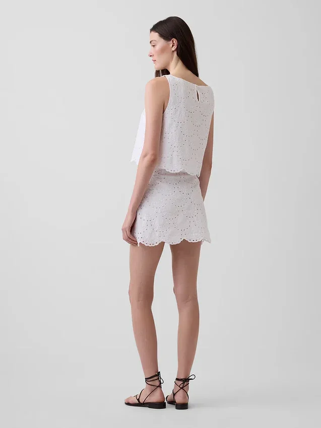 Mini-jupe-short en dentelle ajourée