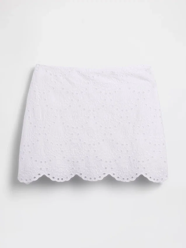 Mini-jupe-short en dentelle ajourée