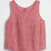 Mini-jupe-short en gaze de coton à taille smockée