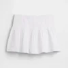 Mini-jupe-short en gaze de coton à taille smockée