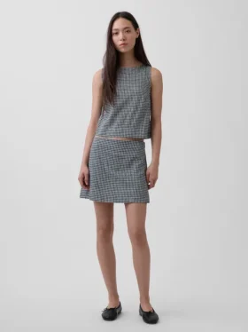 Mini-jupe-short en mélange de lin