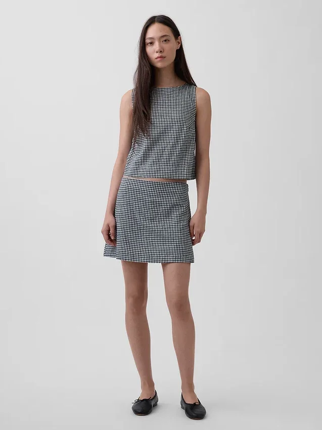 Mini-jupe-short en mélange de lin