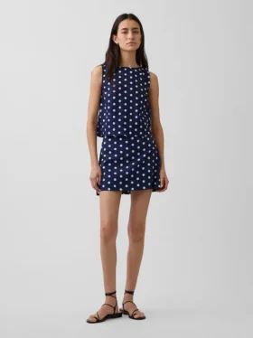 Mini-jupe-short en mélange de lin