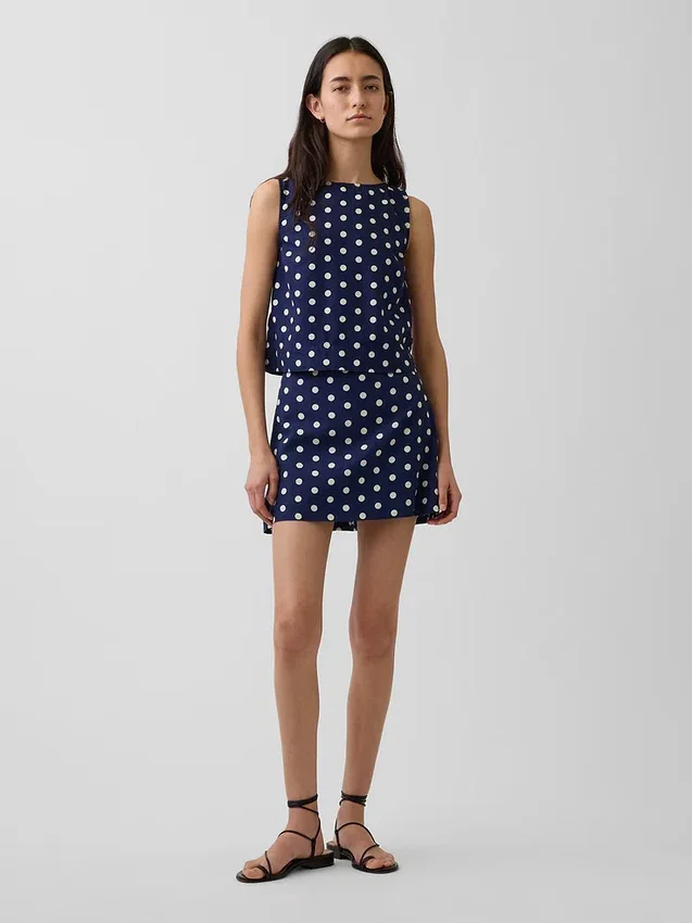 Mini-jupe-short en mélange de lin