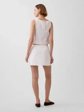 Mini-jupe-short en mélange de lin