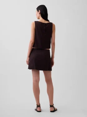 Mini-jupe-short en mélange de lin