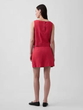 Mini-jupe-short en mélange de lin