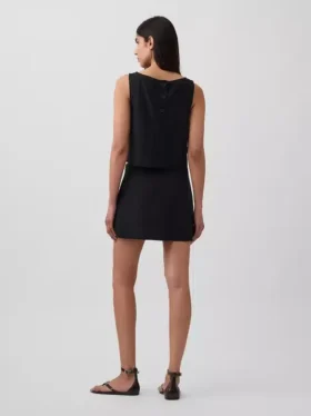 Mini-jupe-short en mélange de lin