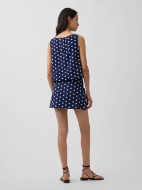 Mini-jupe-short en mélange de lin
