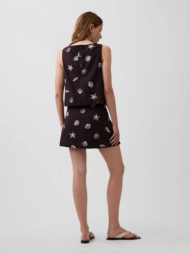 Mini-jupe-short en mélange de lin