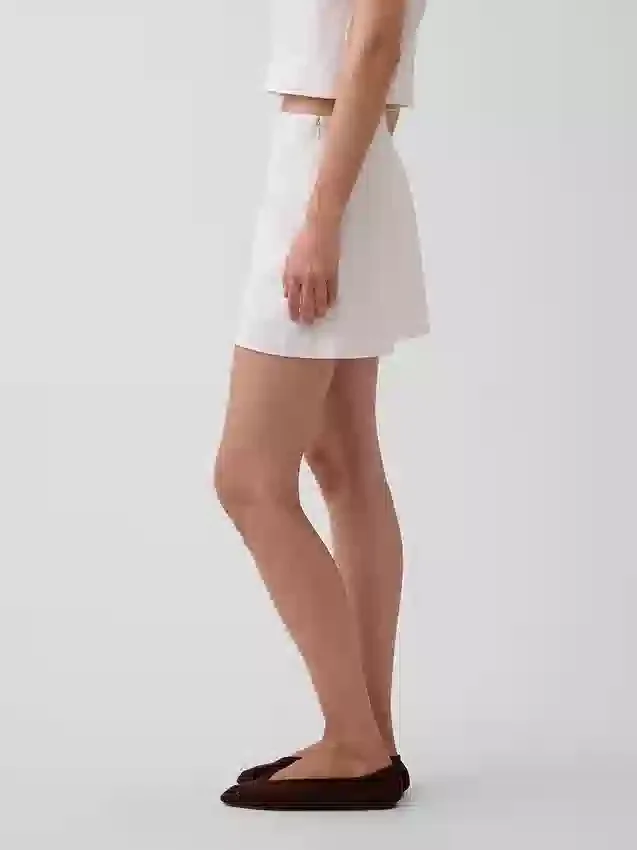 Mini-jupe-short en mélange de lin