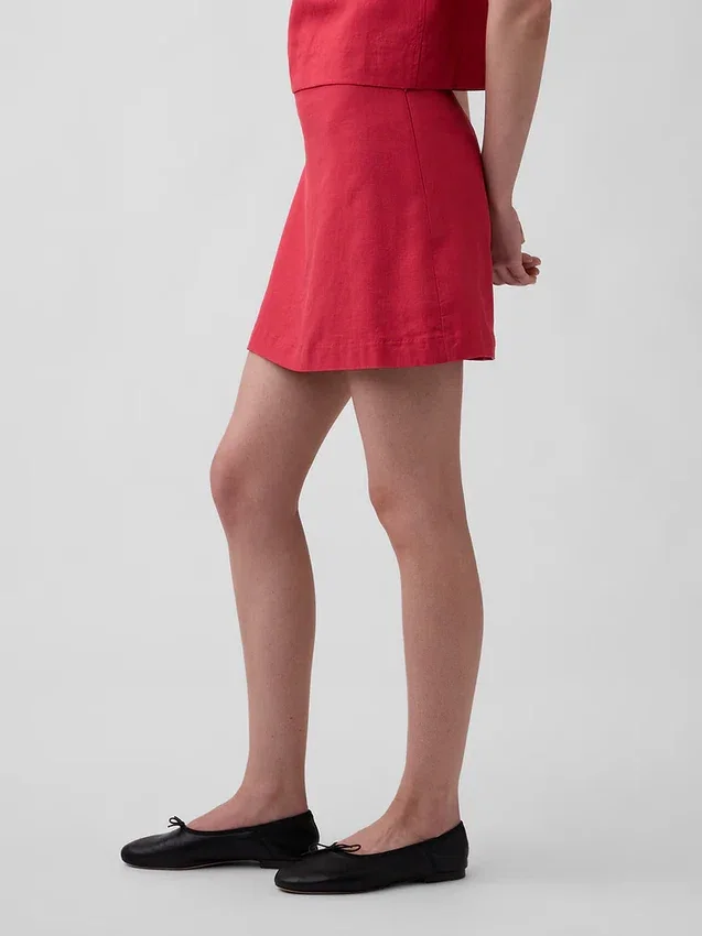 Mini-jupe-short en mélange de lin