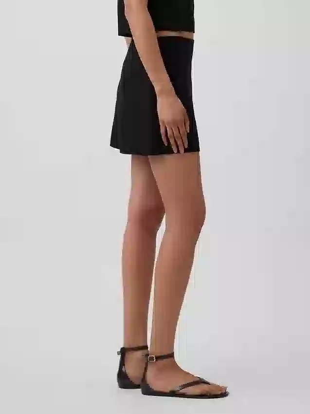 Mini-jupe-short en mélange de lin