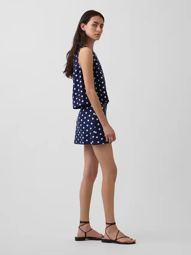 Mini-jupe-short en mélange de lin