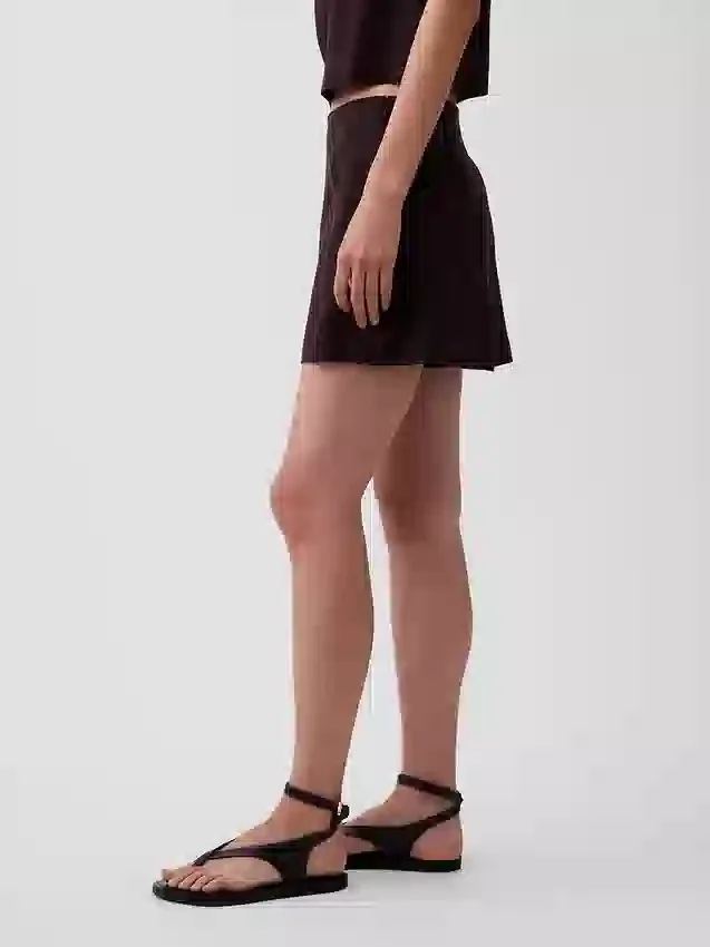Mini-jupe-short en mélange de lin