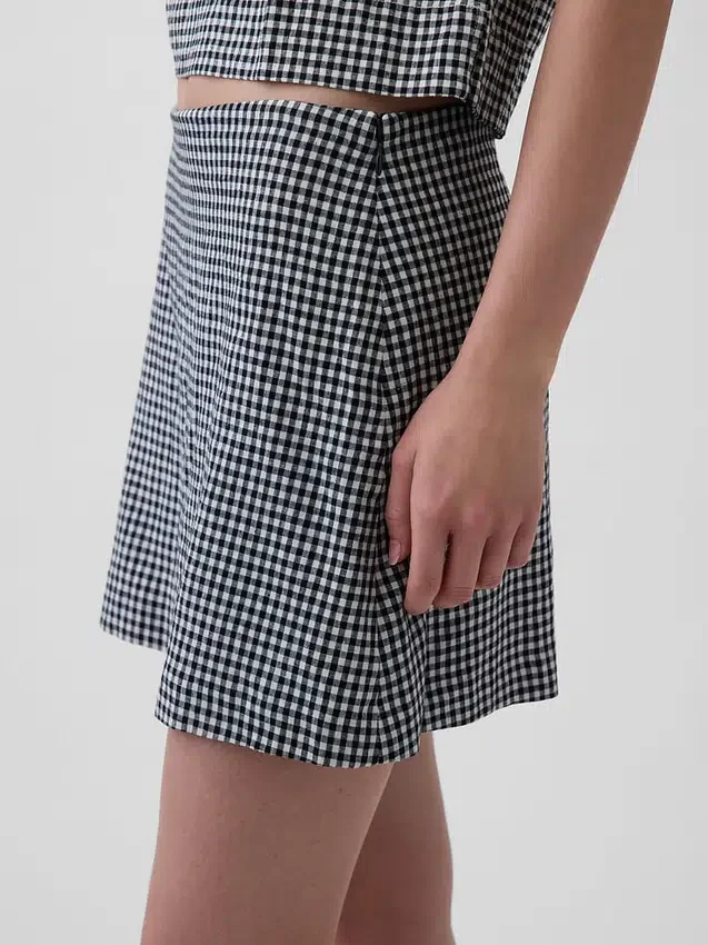 Mini-jupe-short en mélange de lin
