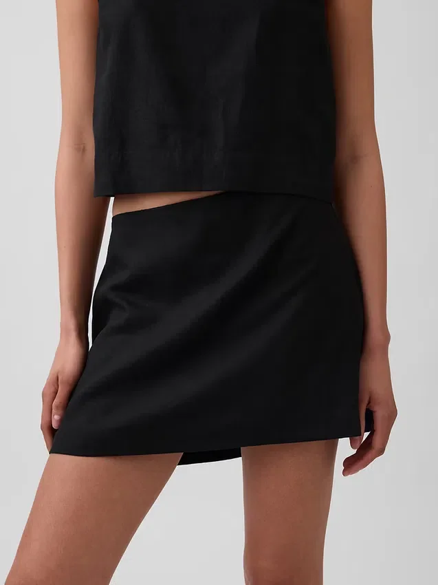 Mini-jupe-short en mélange de lin