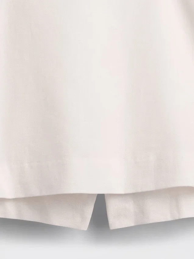 Mini-jupe-short en mélange de lin