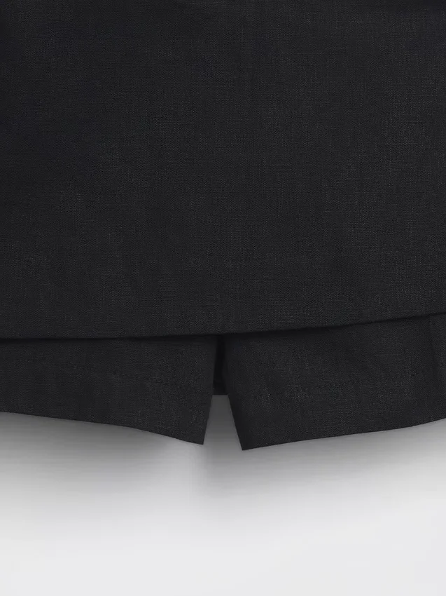 Mini-jupe-short en mélange de lin