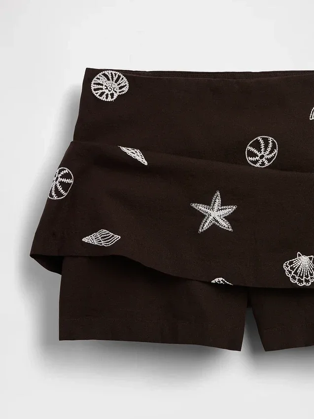 Mini-jupe-short en mélange de lin