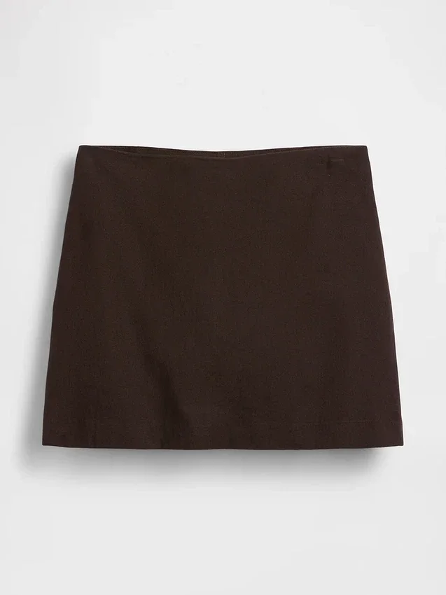 Mini-jupe-short en mélange de lin