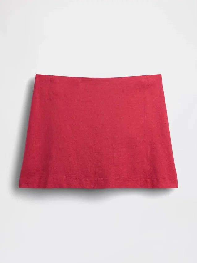 Mini-jupe-short en mélange de lin