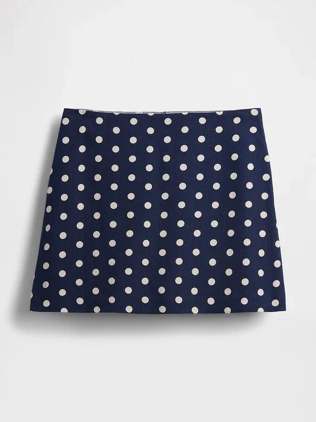 Mini-jupe-short en mélange de lin