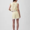 Mini-jupe-short en mélange de lin avec bordure en dentelle