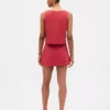 Mini-jupe-short en mélange de lin à boutonnage sur le devant