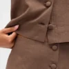Mini-jupe-short en mélange de lin à boutonnage sur le devant