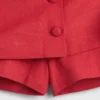 Mini-jupe-short en mélange de lin à boutonnage sur le devant