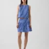Mini-jupe-short en popeline à taille basse