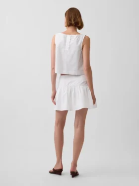 Mini-jupe-short en popeline à taille basse