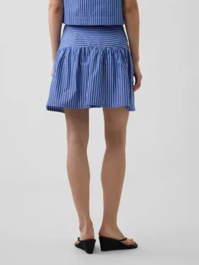Mini-jupe-short en popeline à taille basse