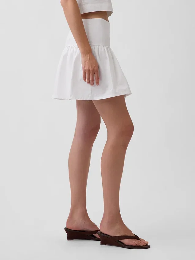 Mini-jupe-short en popeline à taille basse