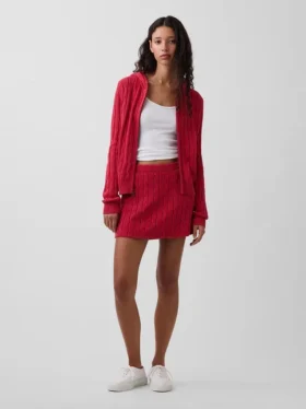 Mini-jupe-short en tricot torsadé 100 % coton