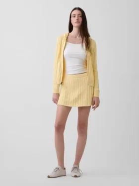 Mini-jupe-short en tricot torsadé 100 % coton