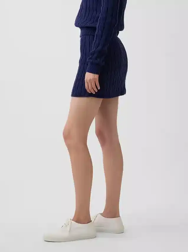 Mini-jupe-short en tricot torsadé 100 % coton