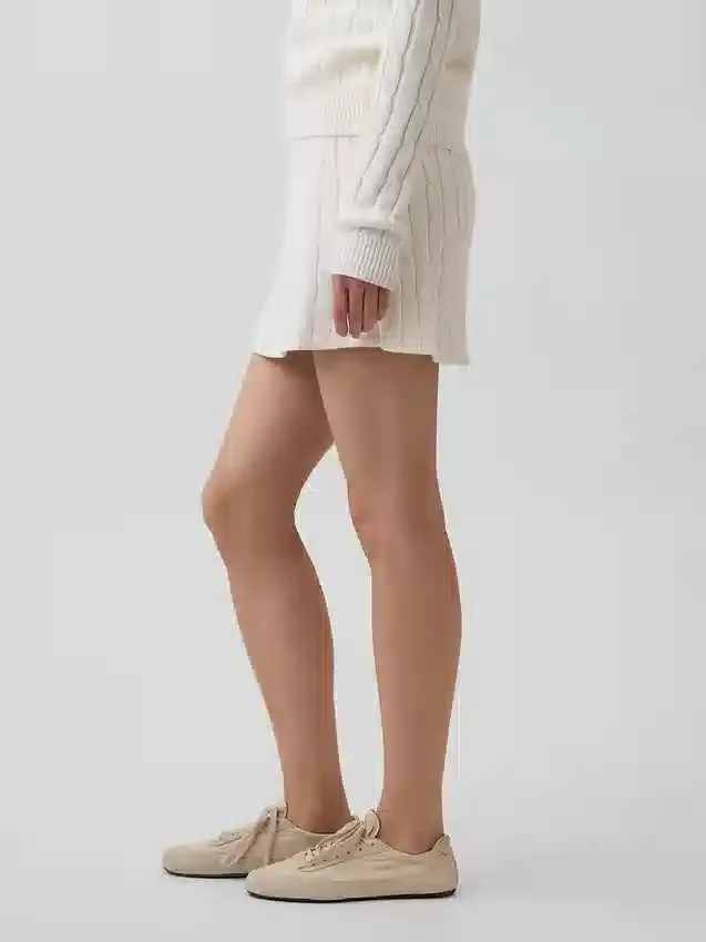 Mini-jupe-short en tricot torsadé 100 % coton