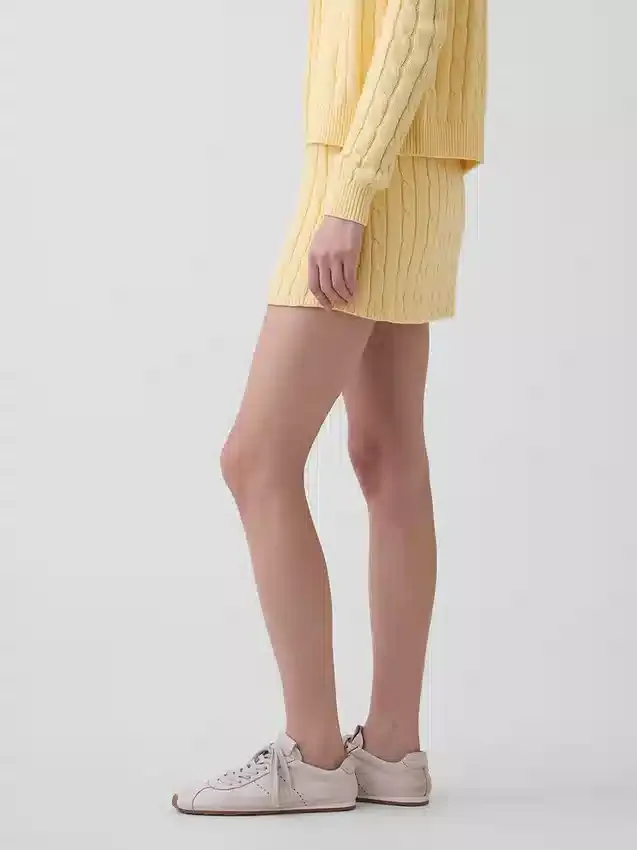 Mini-jupe-short en tricot torsadé 100 % coton