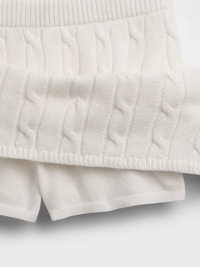 Mini-jupe-short en tricot torsadé 100 % coton