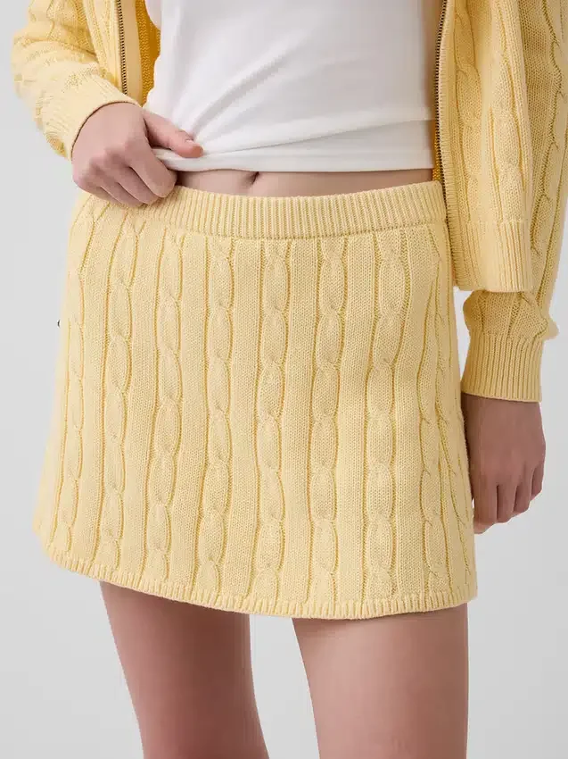 Mini-jupe-short en tricot torsadé 100 % coton