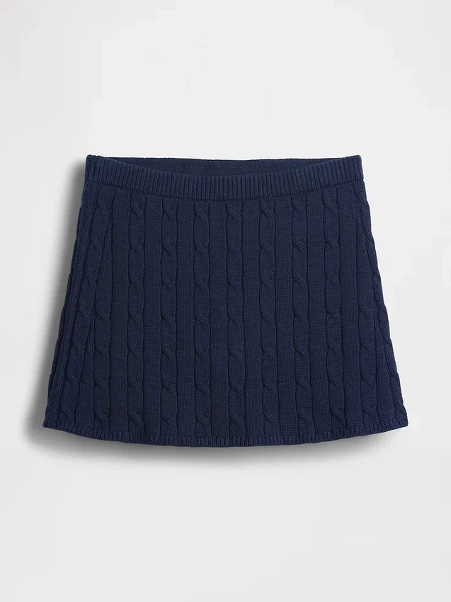 Mini-jupe-short en tricot torsadé 100 % coton
