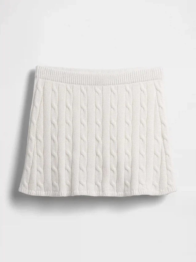 Mini-jupe-short en tricot torsadé 100 % coton